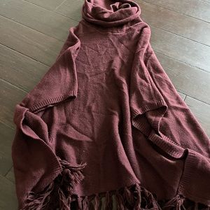 Burgundy Poncho Sweater